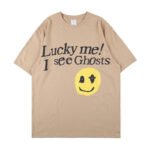 Kanye West Lucky Me I See Ghosts Smiley Letter T Shirt