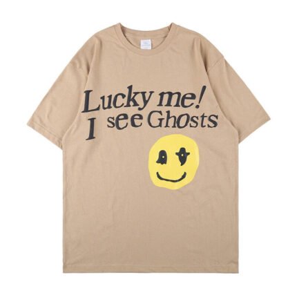 Kanye West Lucky Me I See Ghosts Smiley Letter T Shirt